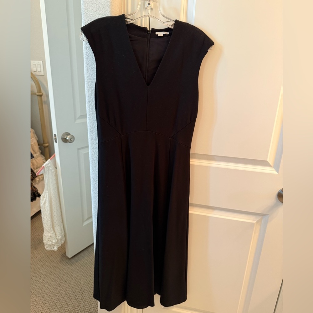 Halogen Black Midi Dress with V-Neck